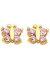 lovely small pink butterfly screw-back baby earrings